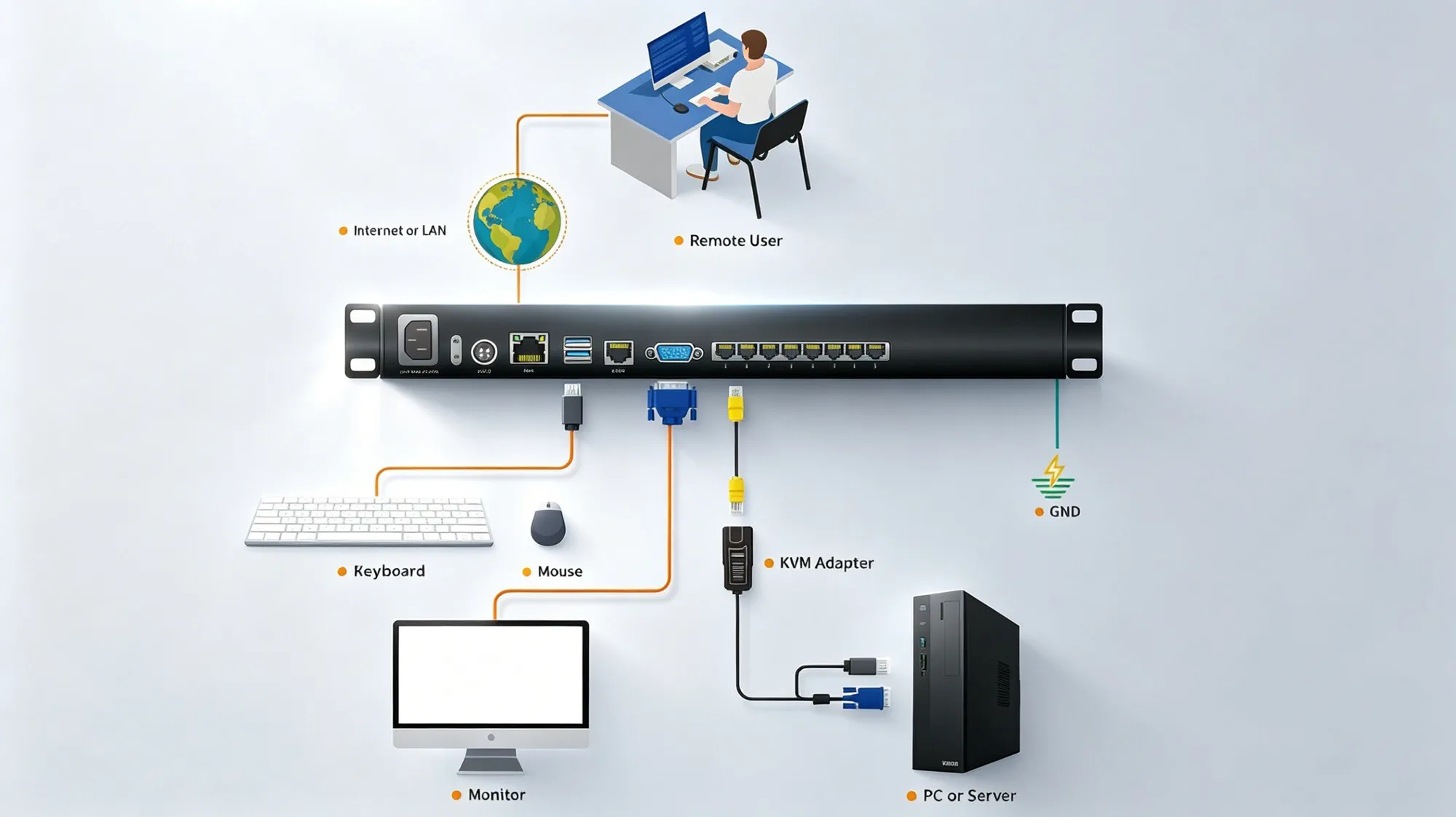 CAT5 LCD KVM IP Switch